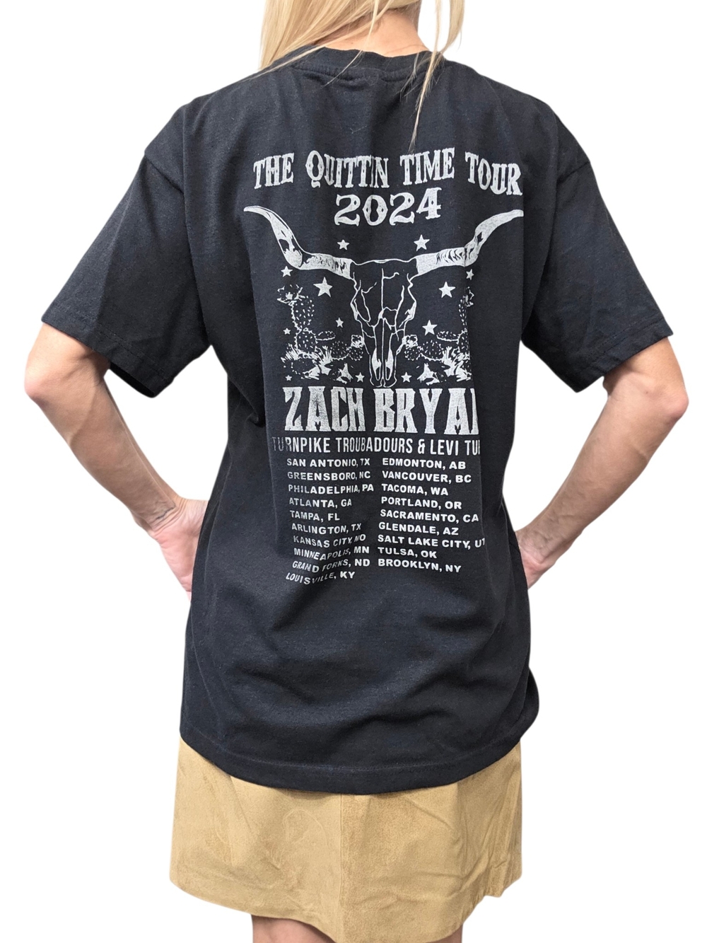 Zach Bryan Quittin Time Tour 2024 Concert T Shirt Black Graphic Tee Size L - Picture 4 of 7